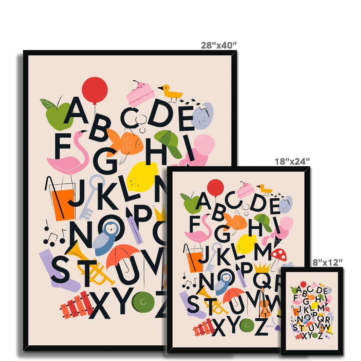 Favourite Things Alphabet Framed Fine Art Print