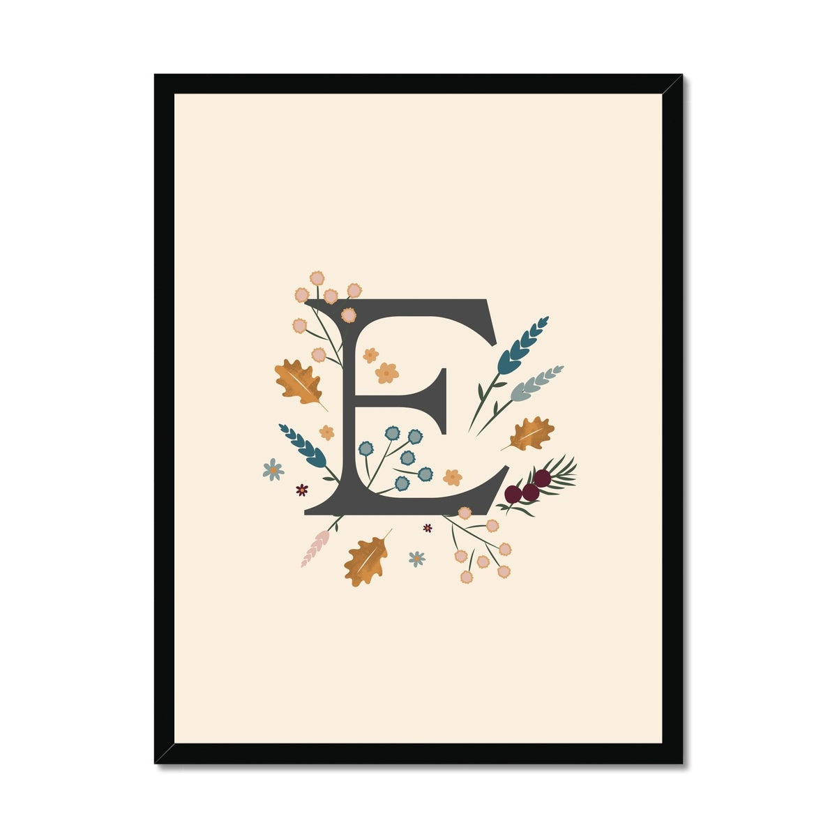 Initial Letter 'E' Woodlands Framed Fine Art Print