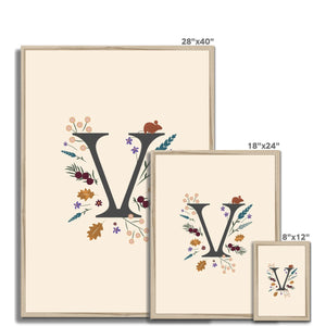 Initial Letter 'V' Woodlands Framed Fine Art Print